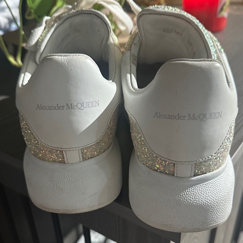 Alexander McQueen Glitter-Accented White Sneakers